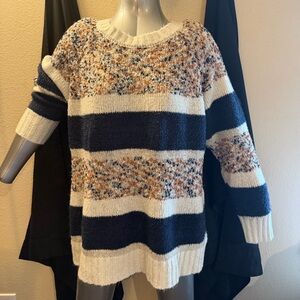Maurices Navy and Cream Striped Sweater